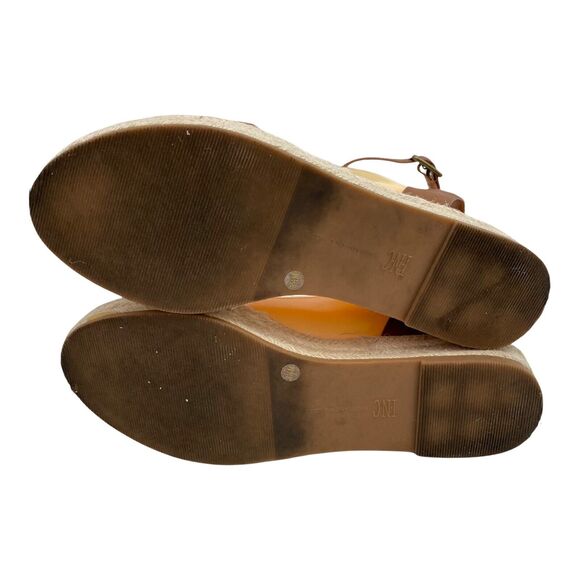 INC Espadrille Sandal Womens Size 8.5 Brown Ankle Buckle M Valet Tap - Picture 3 of 11